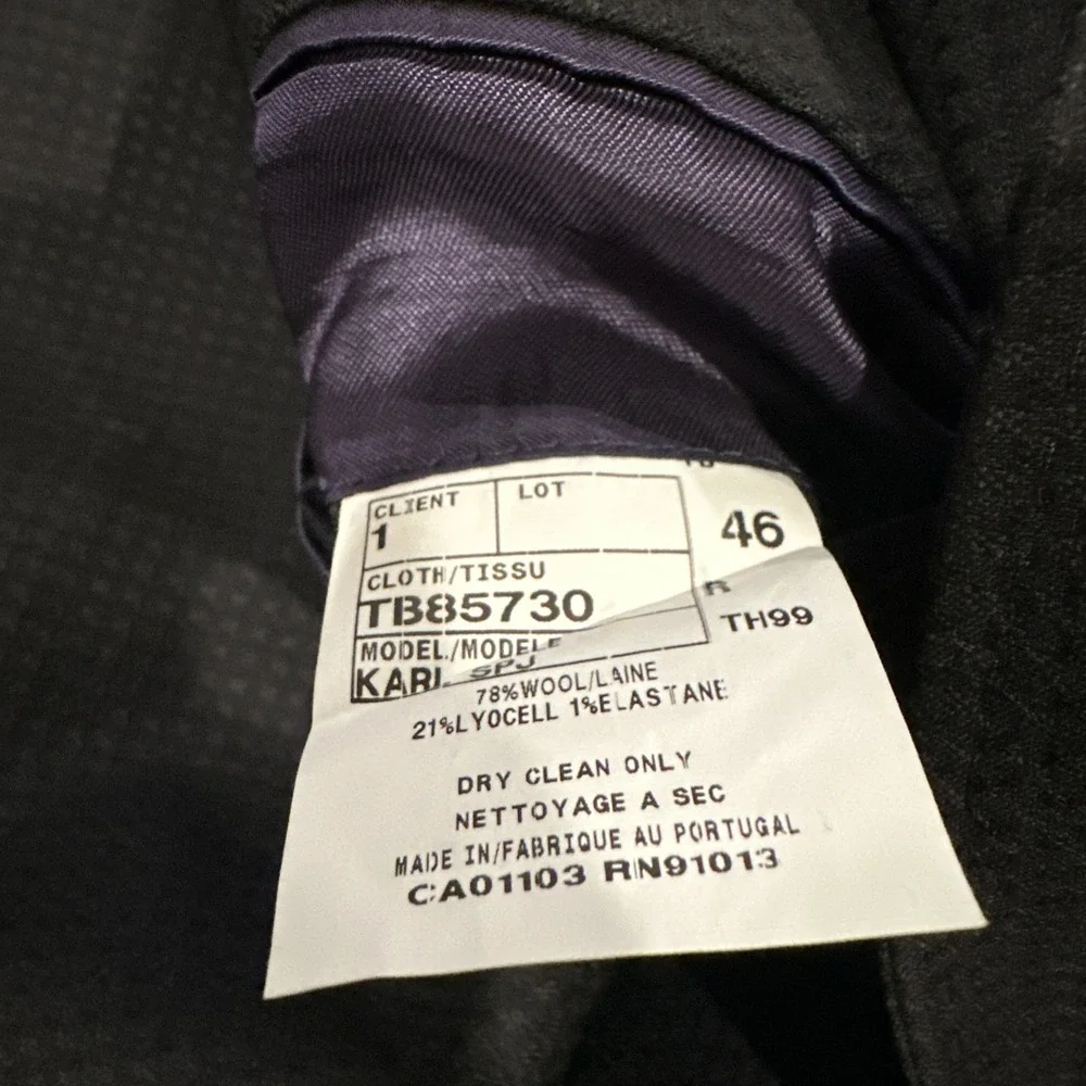 Ted Baker 46R Black Square Textured Check Soft Shoulder Blazer Jacket Sport Coat